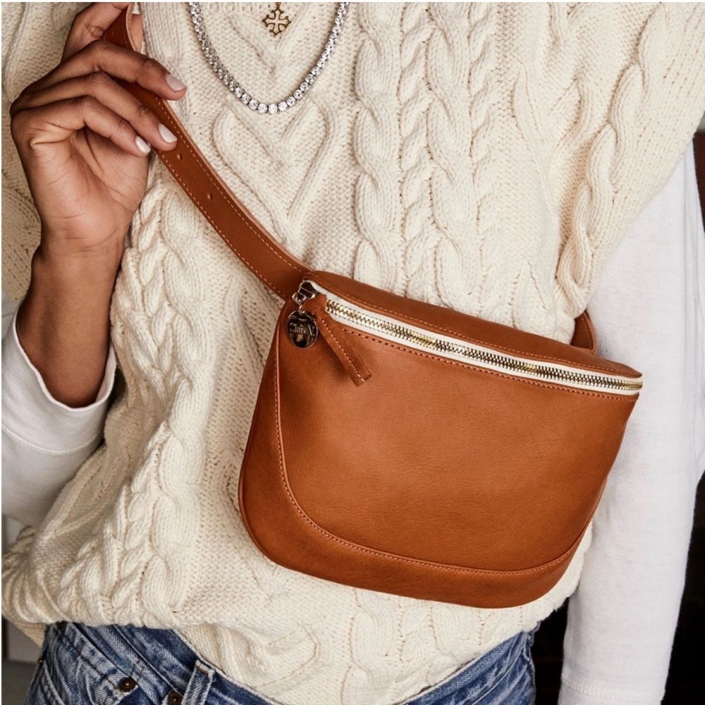 Clare V Tan Leather Crossbody Bag